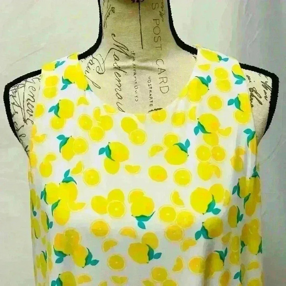 Pappagallo When Life Gives You Lemons Swing Mini Dress SZ Large Yellow White - Picture 4 of 11